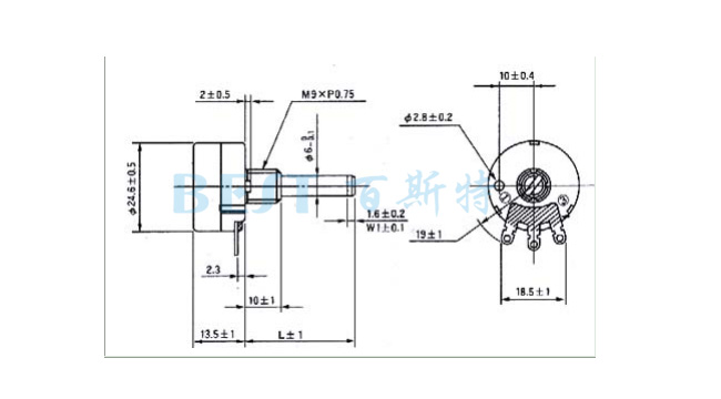 精密电位器RV24参考图纸